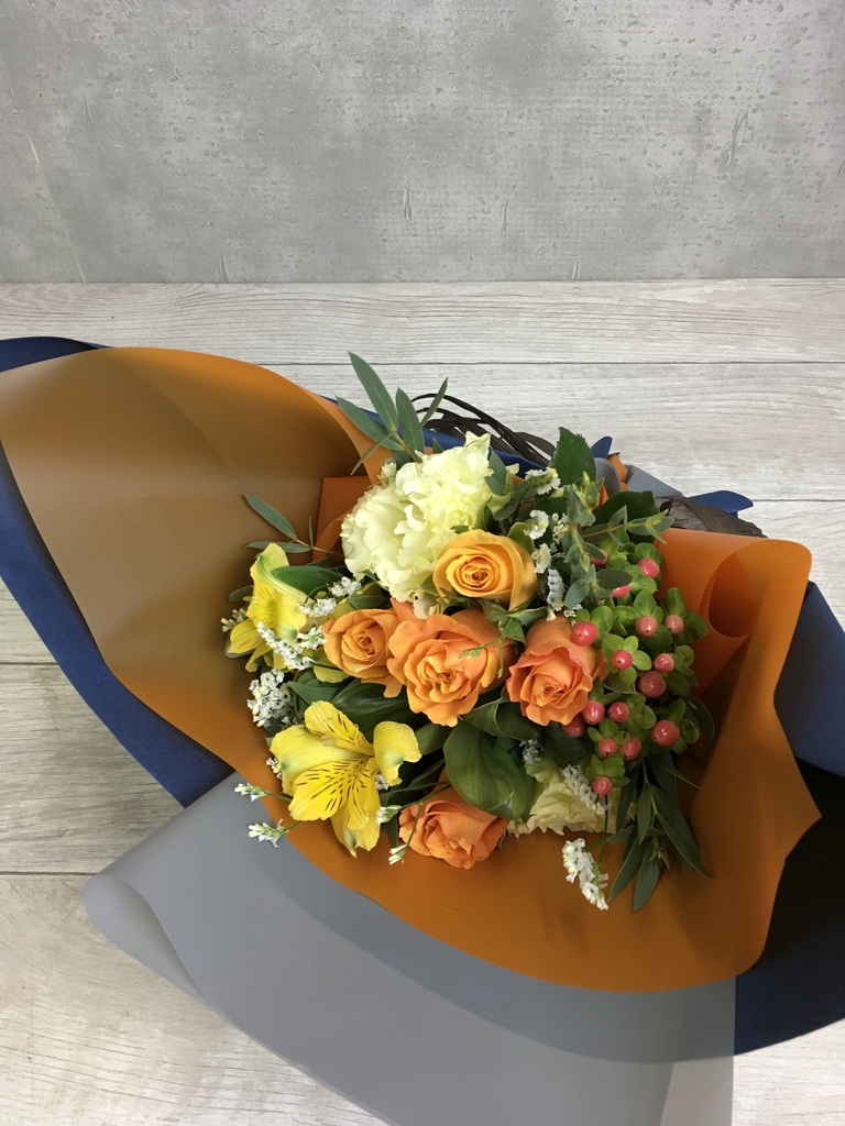 バラ 花束 オレンジ L ブーケ 花束ならhitohana ひとはな