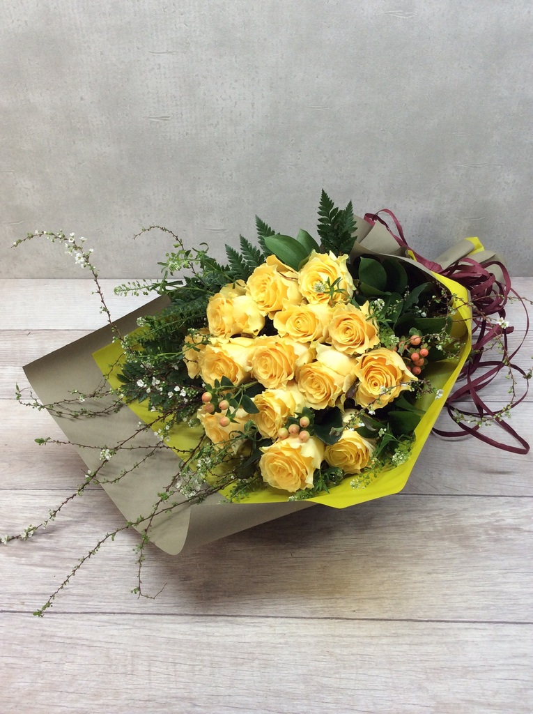 産地直送 香るバラ花束 イエロー系ミックス Sサイズ／静岡 増田バラ園