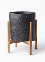 鉢カバー ホルスト シリンダー 8号鉢用 スパークルブラック ウッド