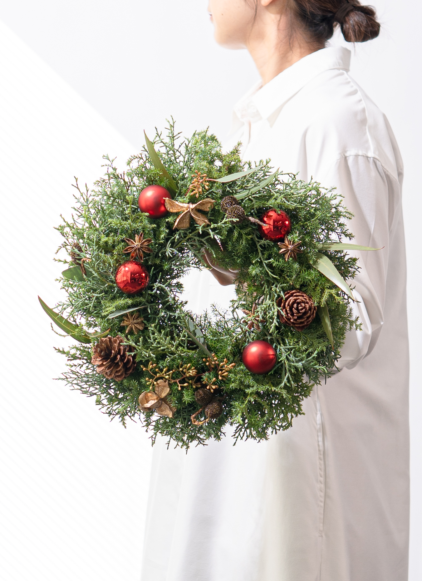 クリスマス てづくりのフレッシュリース レッド S | フラワーリース