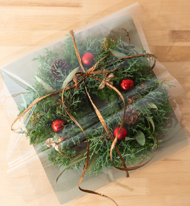 クリスマス てづくりのフレッシュリース レッド L | フラワーリース