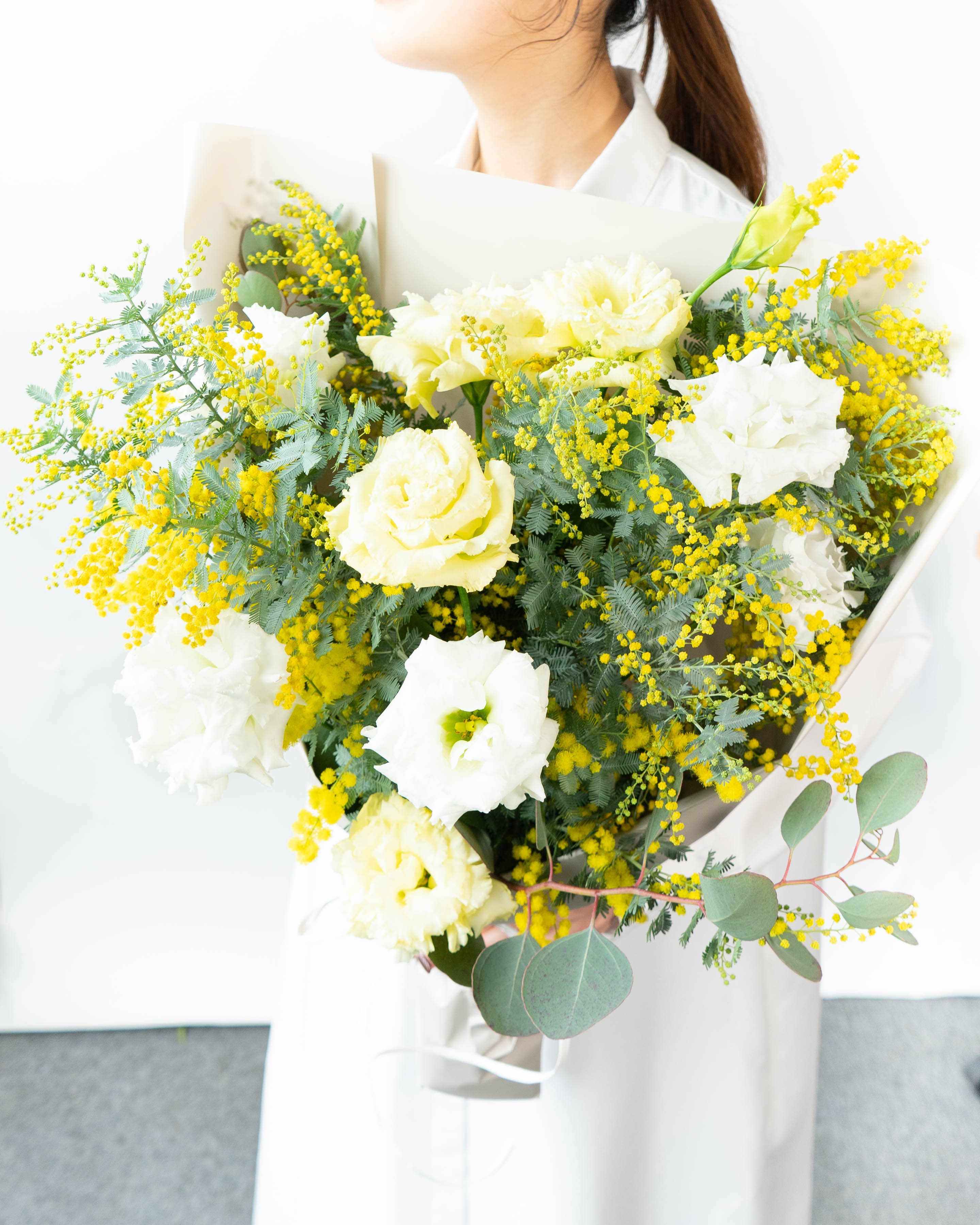 産地直送 ミモザ＆トルコキキョウ花束 ミックス L／佐賀 KOMATSU 