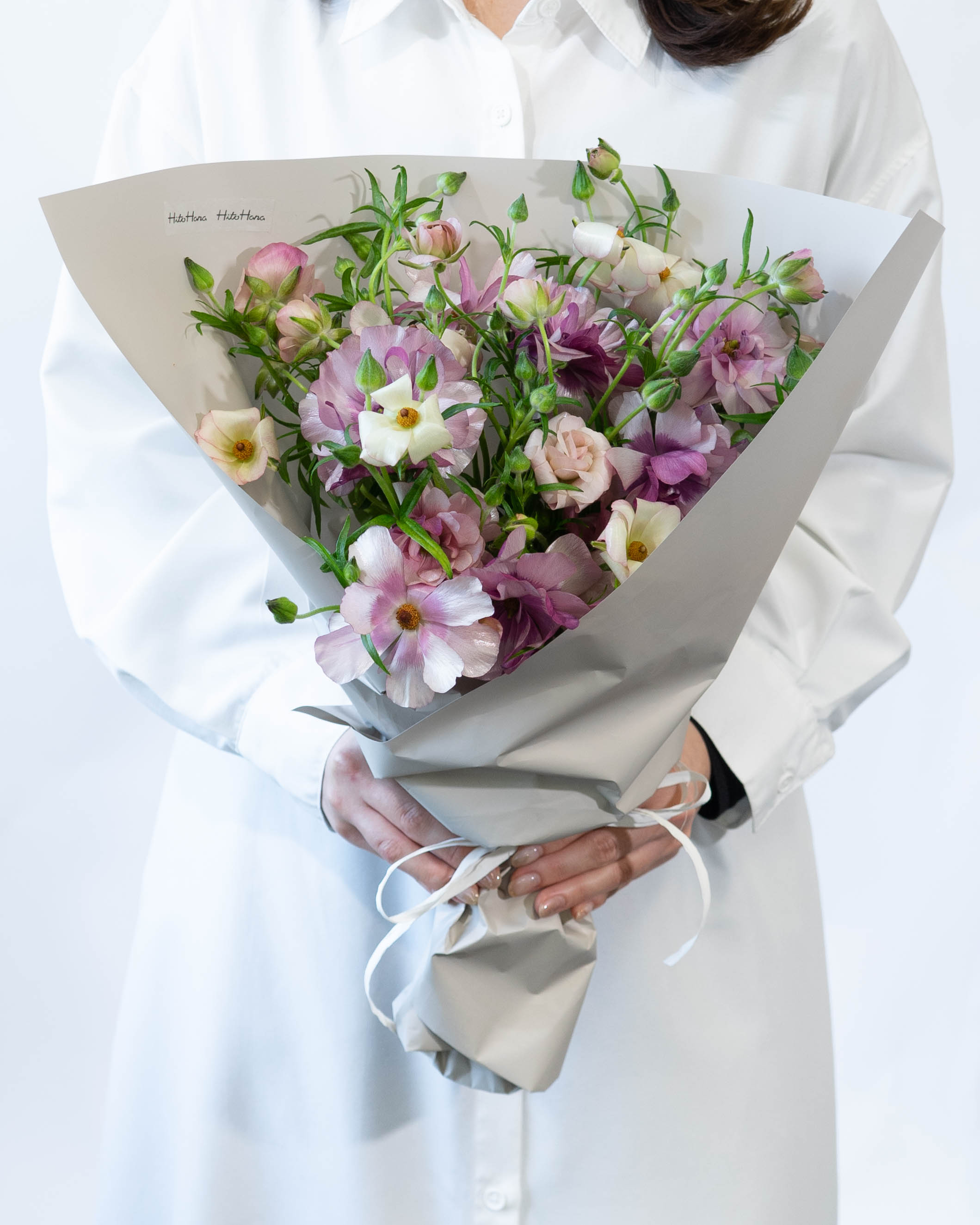 産地直送 ラナンキュラスラックス 花束 ピンク・ホワイト／岩手 三浦