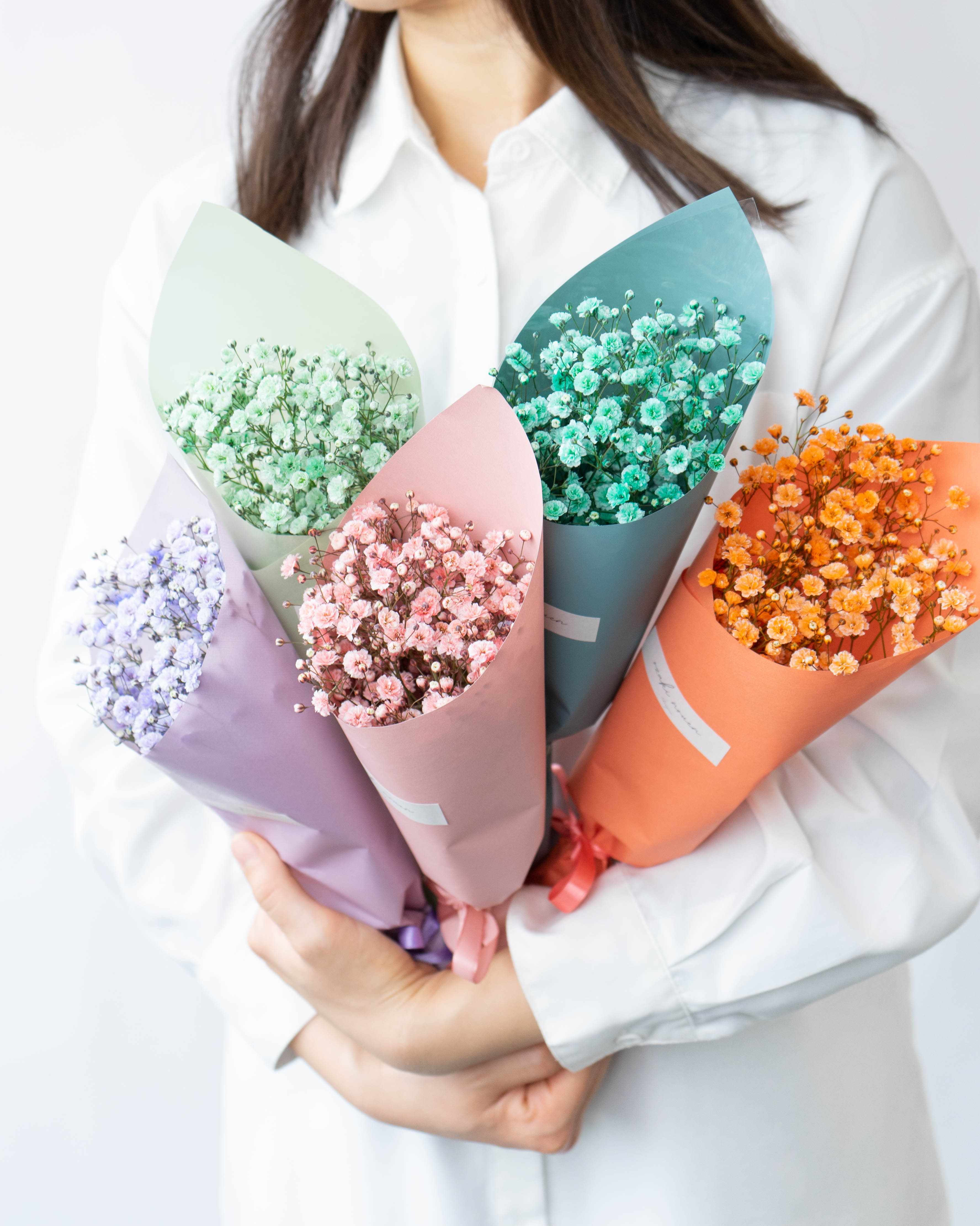 産地直送 かすみ草 ミニ花束 5束入り ／熊本 オザキノウエンから