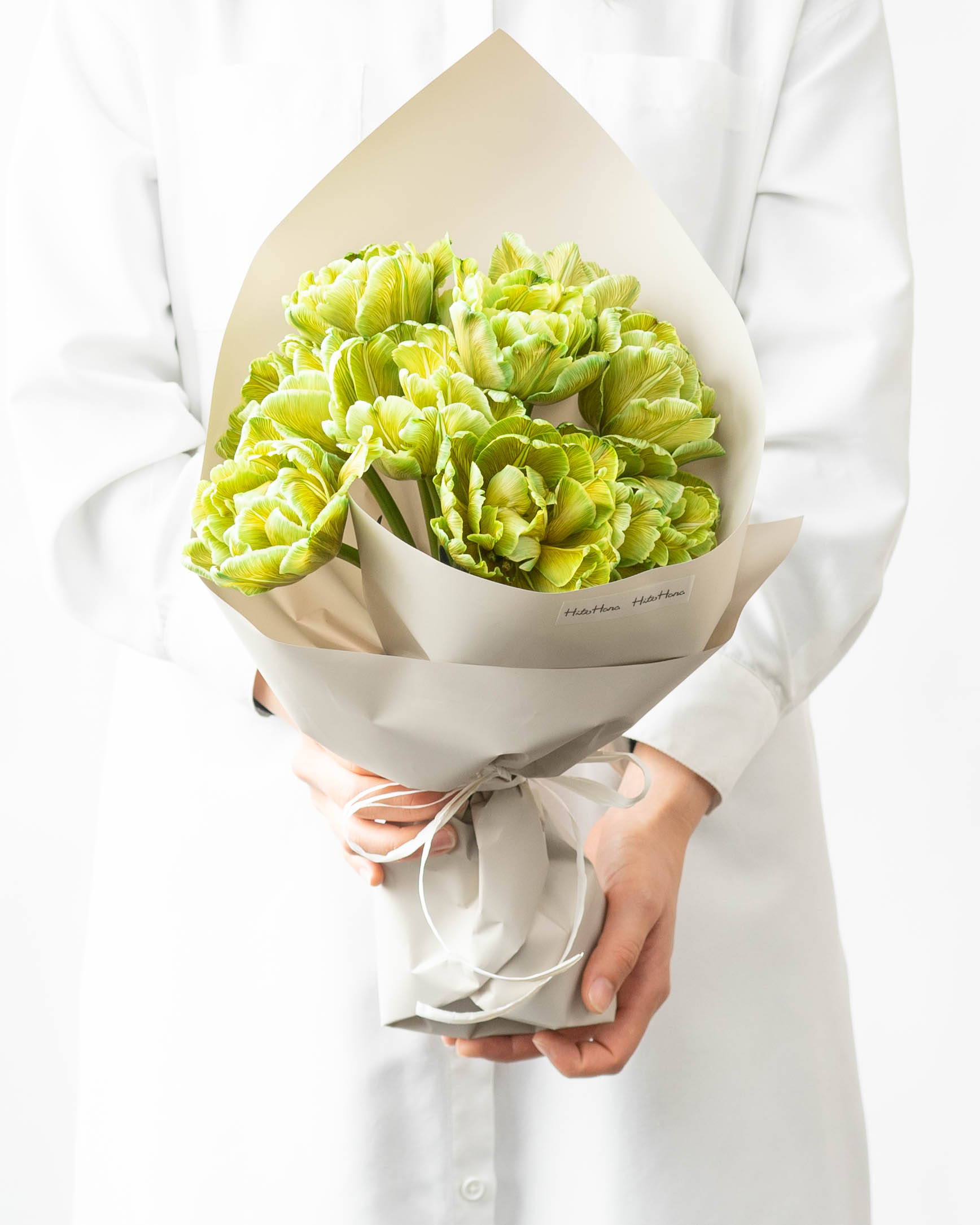 産地直送 チューリップ 花束 染めグリーン（10本入り）／富山 富山県