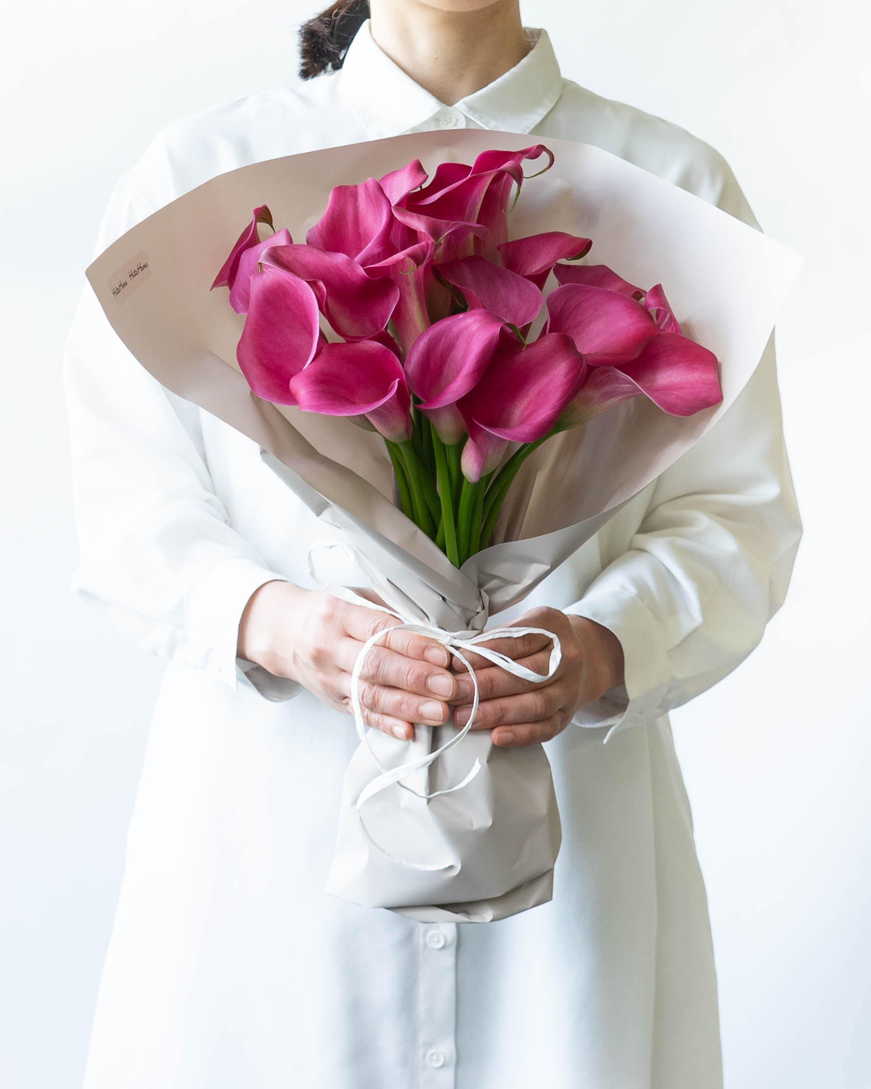 産地直送 カラー 花束 ピンク (20本)／岩手 三浦さんからお届け