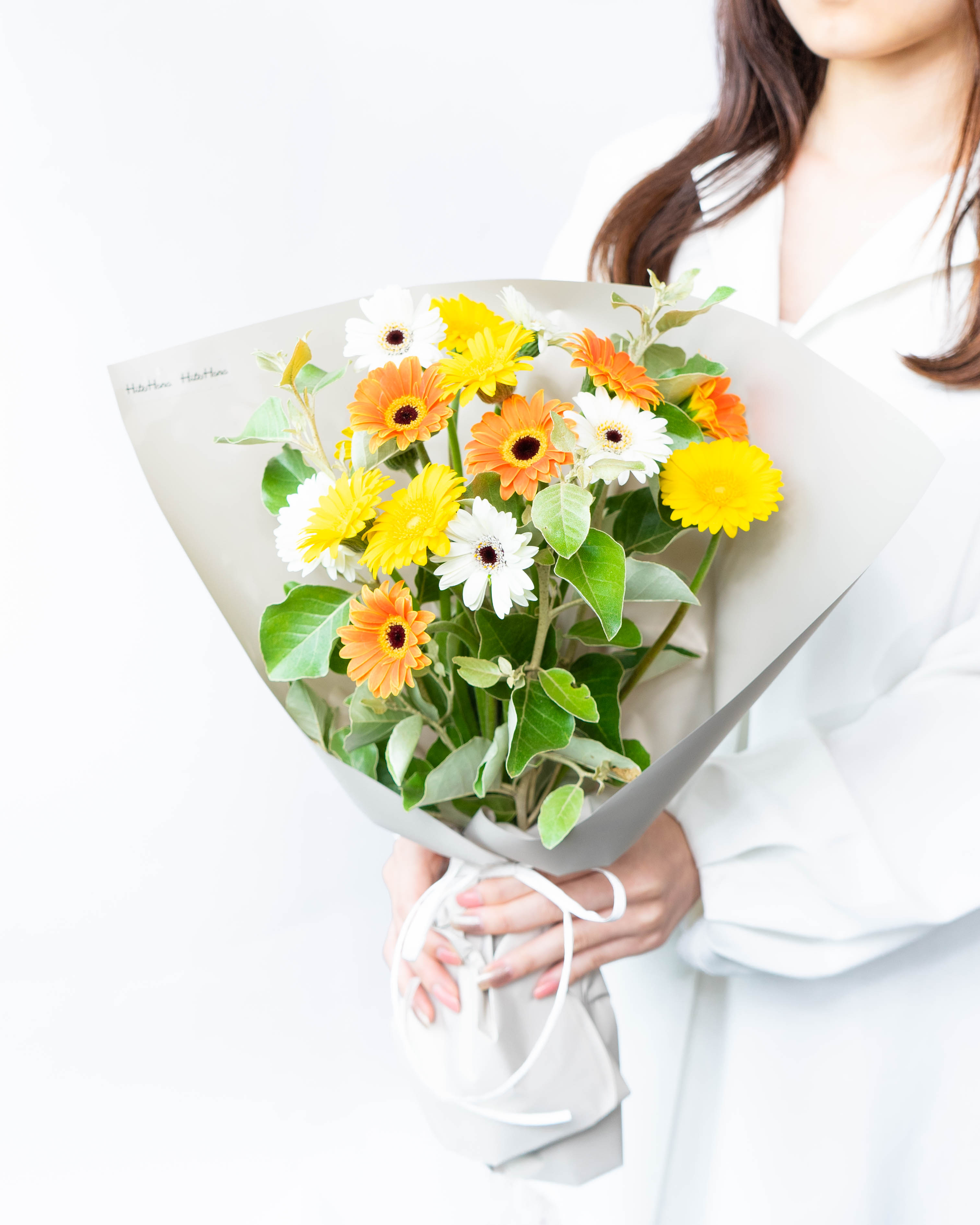 産地直送 ガーベラ花束 イエローオレンジミックス ／千葉 金井