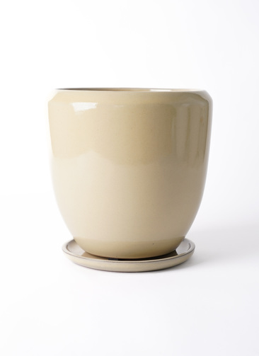 鉢カバー ビトロ ドゥオ 6号鉢用 クリーム釉 受け皿付き #KONTON VT