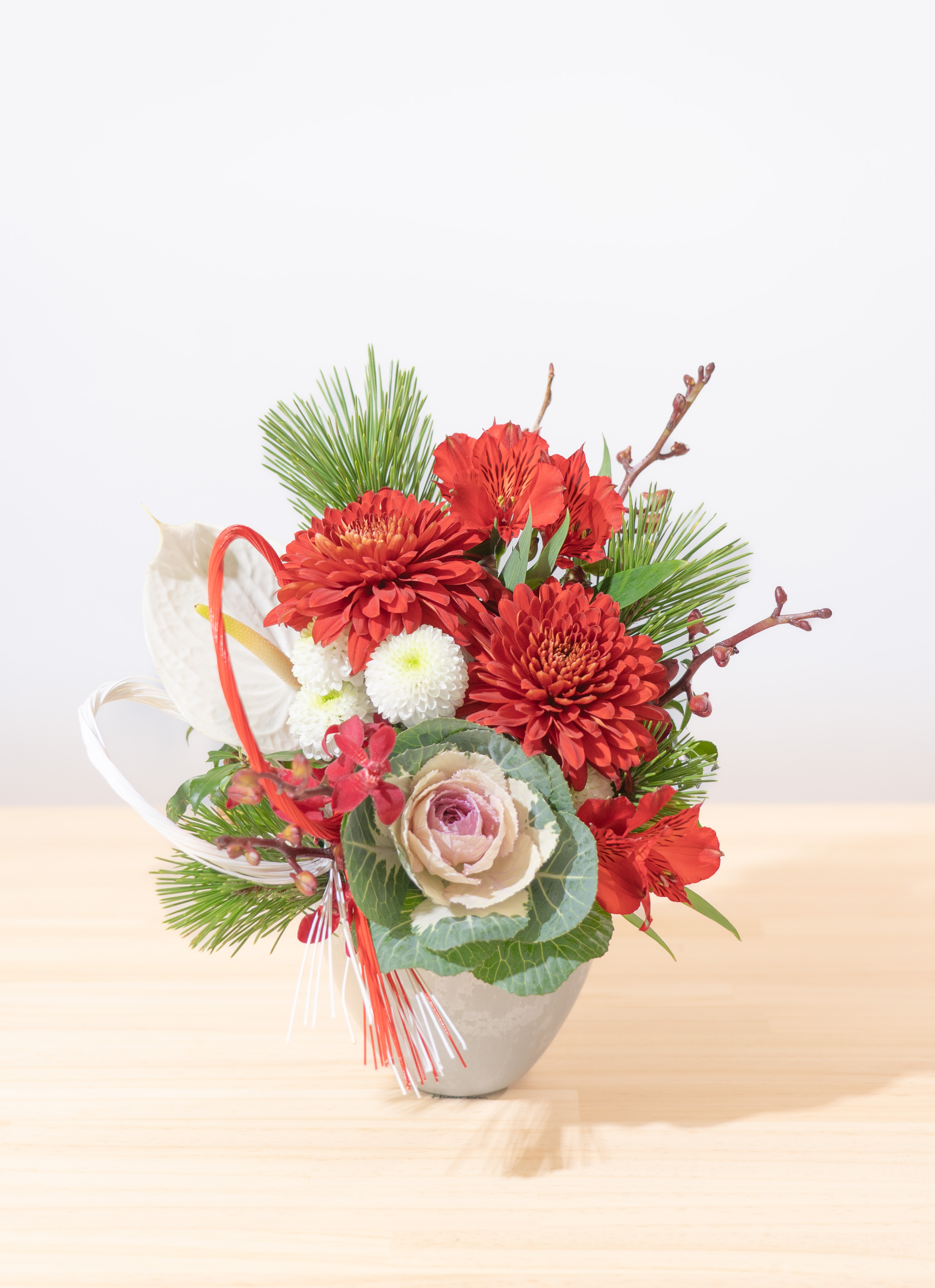 豪華絢爛！お正月フラワーアレンジ♡フラワーアレンジメント♡造花アレンジ 華やか お正月飾り 迎春 和モダン アレンジメント アーティ