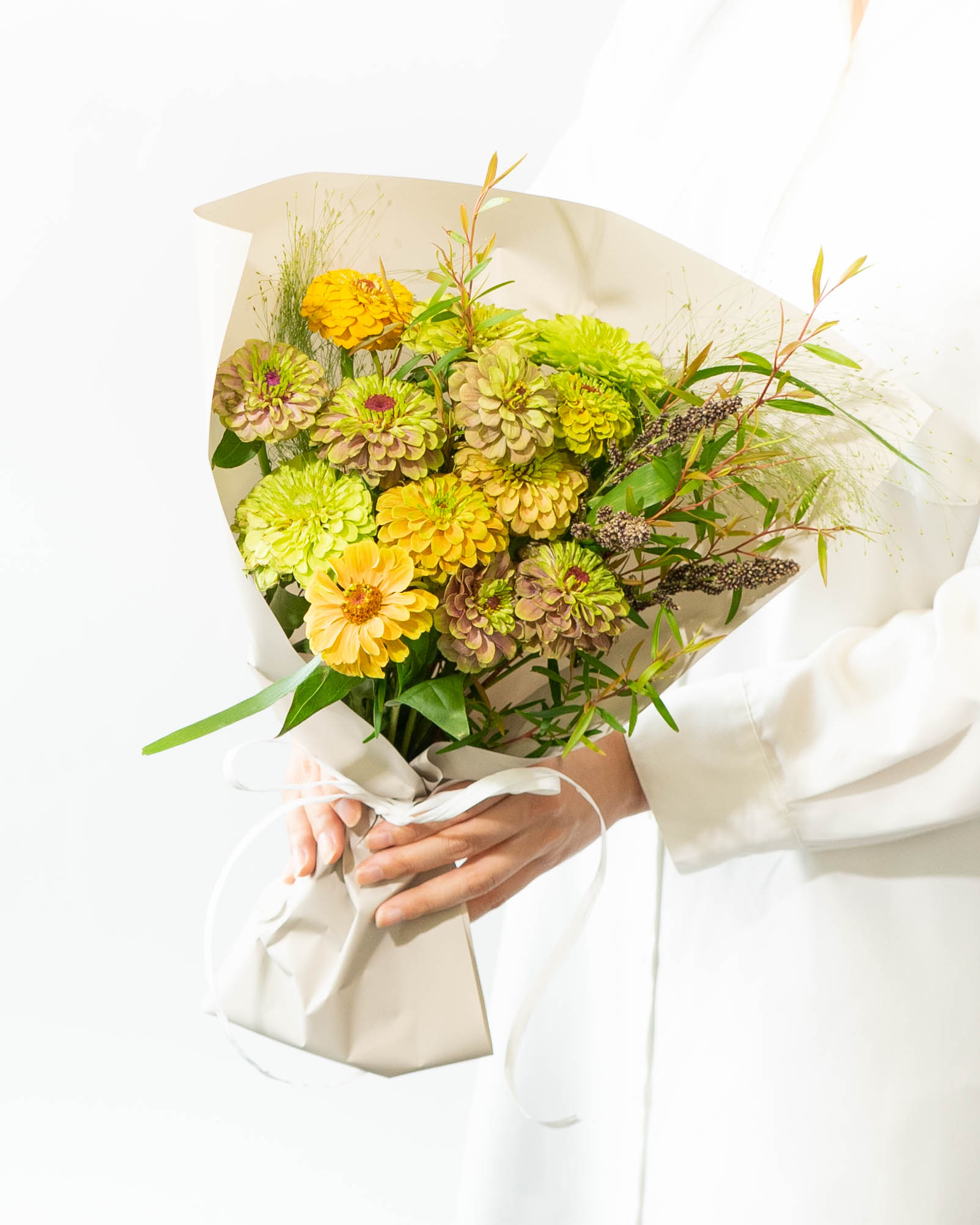 産地直送 ジニア 草花 花束 ／福岡 すぎファームからお届け | 花束なら