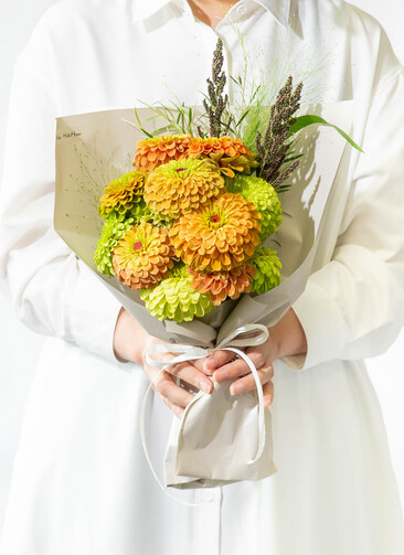 野花 産地直送 ジニア 草花 花束 ／福岡 コスモファーム野口からお