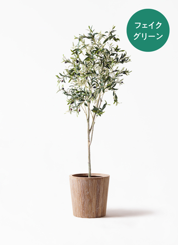 観葉植物【フェイクグリーン】オリーブ 実付き 180cm ウッドプランター