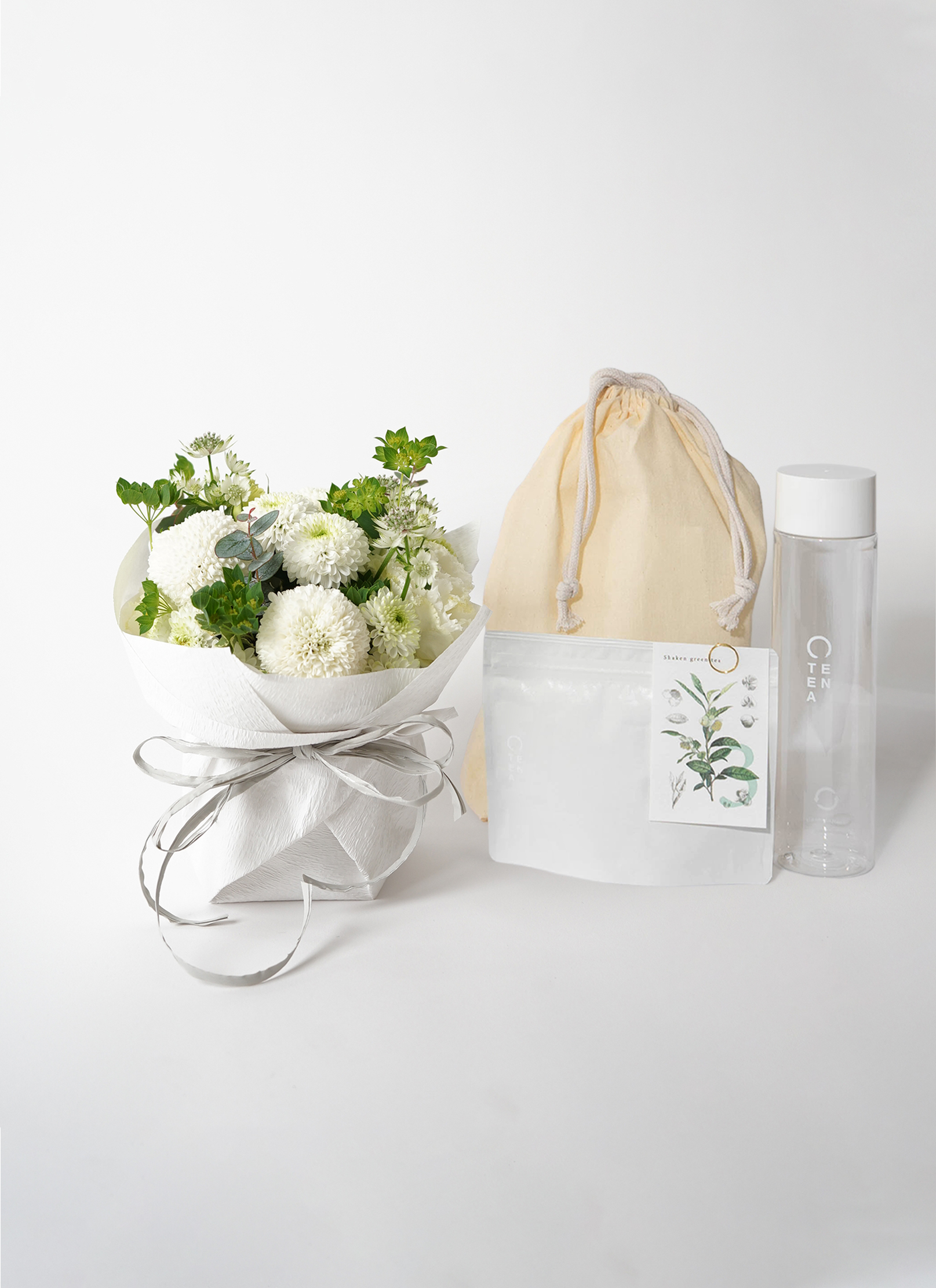 EN TEA ボトル＋水出し緑茶 7個入 セットとお供え花 アレンジメント