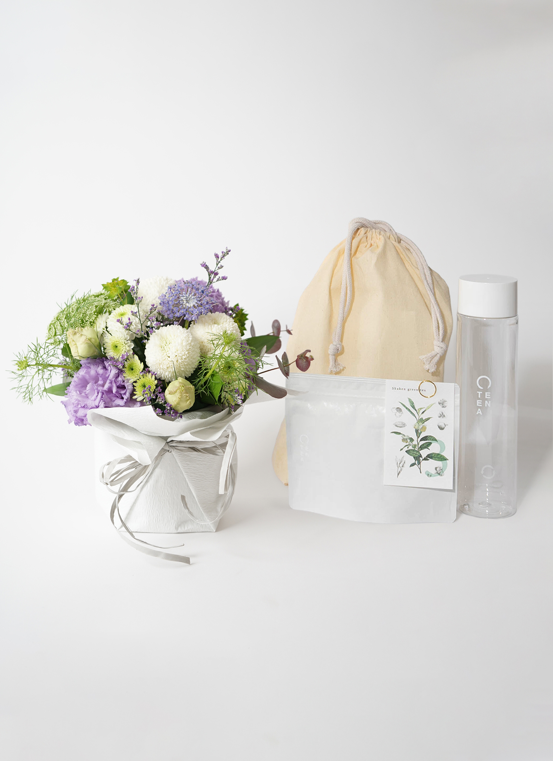 EN TEA ボトル＋水出し緑茶 7個入 セットとお供え花 アレンジメント