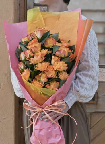 バラ 花束 オレンジ M 30本入 花束ならhitohana ひとはな