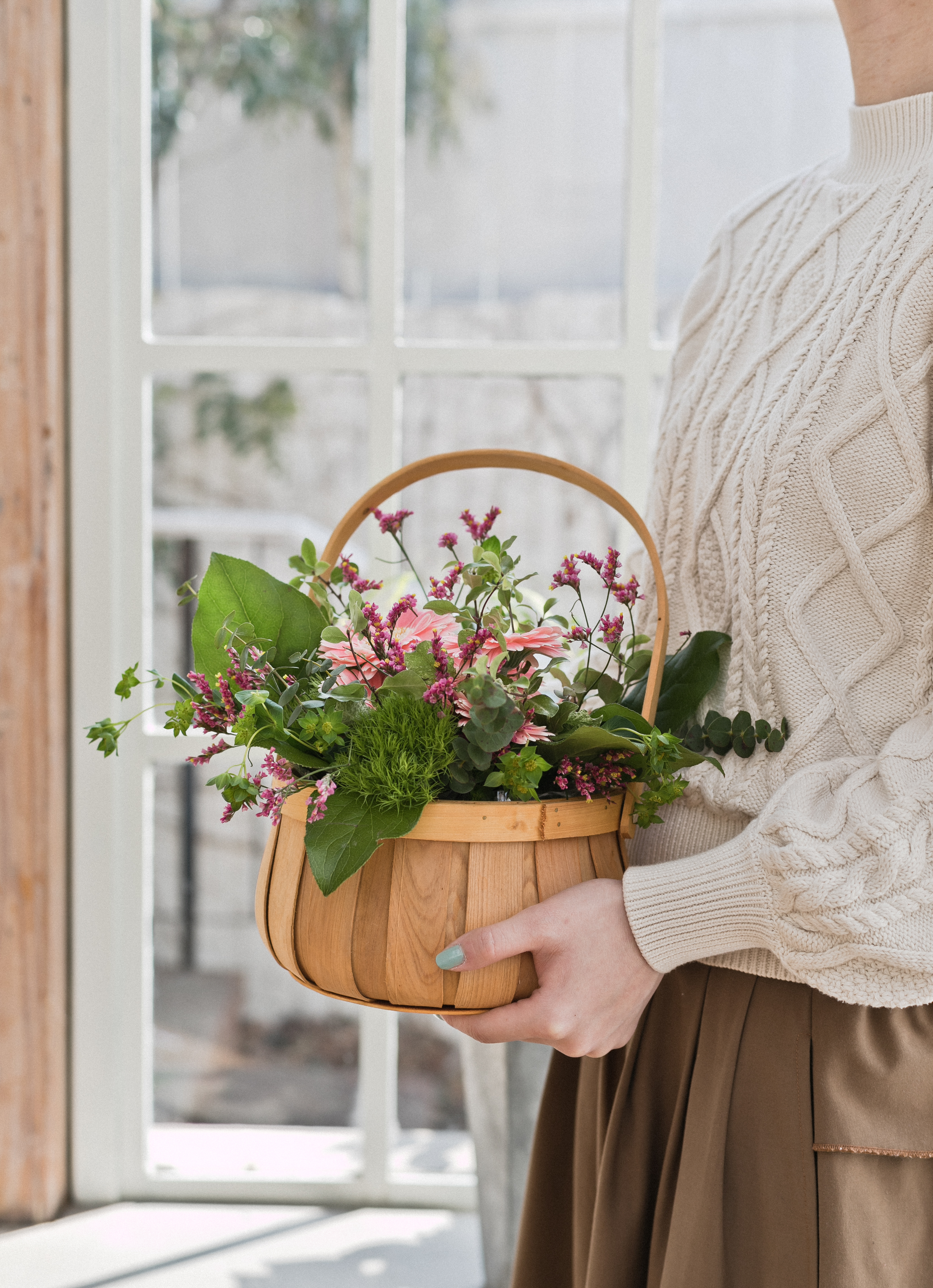 ガーベラ アレンジメント オレンジ S ラウンドバスケット