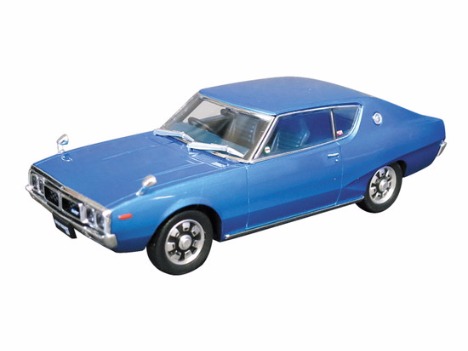 アオシマ 1/43 DISM KGC110 ケンメリスカイライン HT 2000GT ブルー 