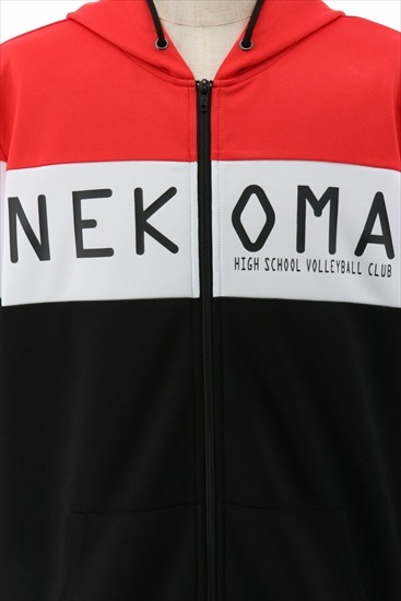 ハイキュー 烏野 ハーフジップ ハイキュー！！ 烏野高校排球部 ジップパーカー/BLACK-M[コスパ