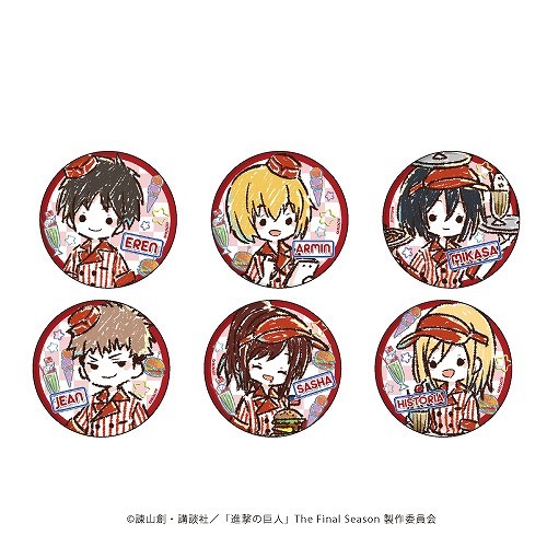 【商品の説明必読】進撃の巨人　グラフアート　お泊り会　缶バッジ　6個セット 進撃の巨人』お泊り会グラフアートフェア開催！！アイマスクや