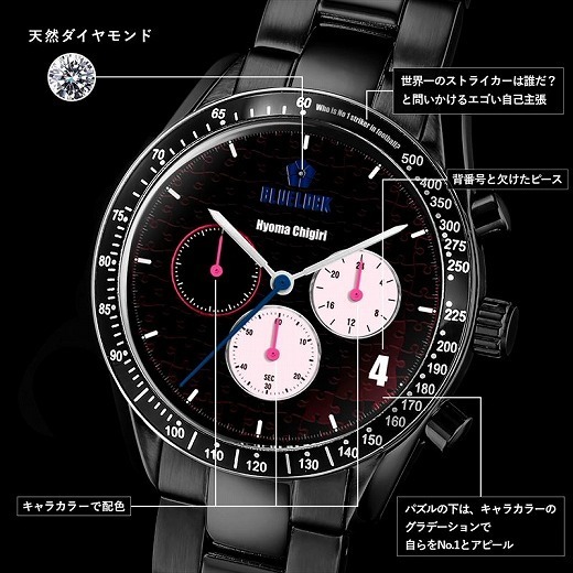 ブルーロック クロノグラフ腕時計 シルバー 千切豹馬｜ホビーの