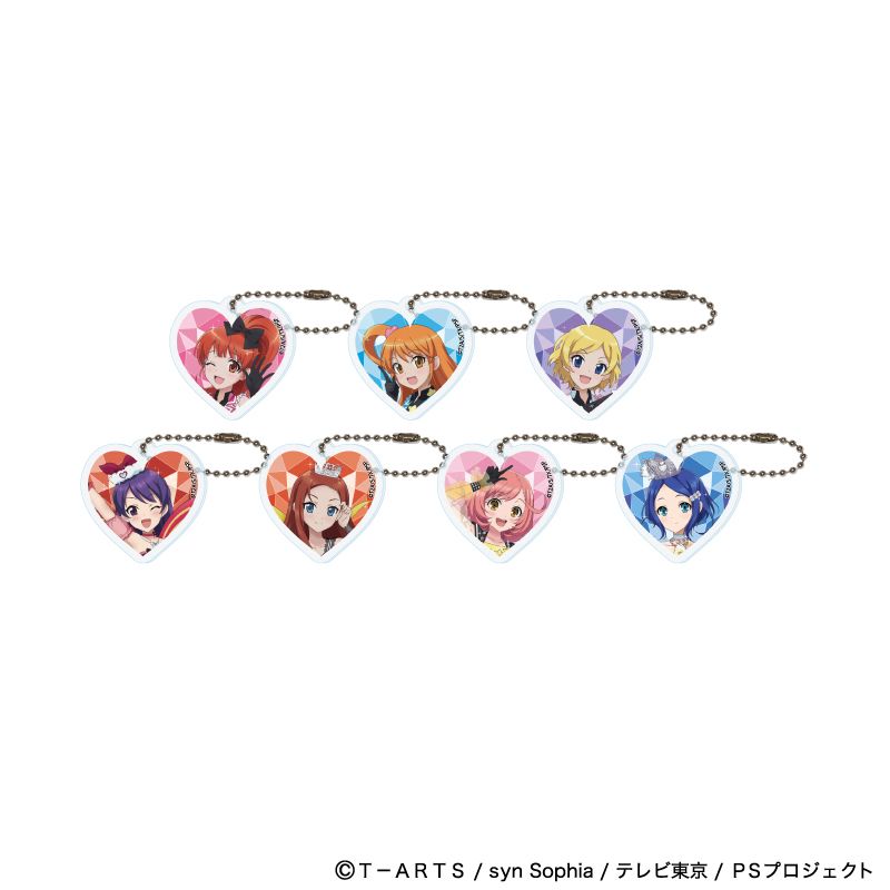 プリティーシリーズ ハート形アクリルキーホルダー ラメ入り 01 コーデ