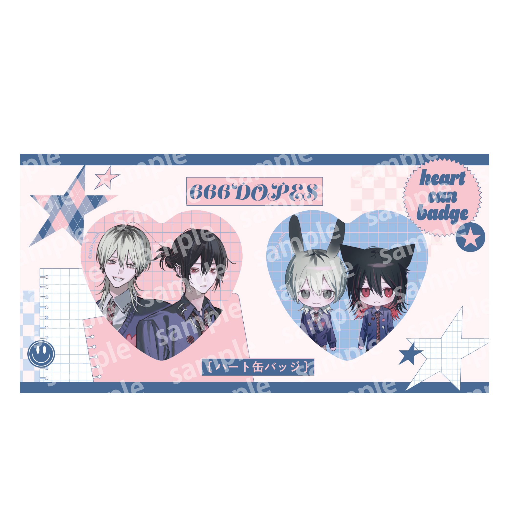 ハート缶バッジセット PINK NAVY TRAD. CLUB ver. 666DOPES｜ホビーの