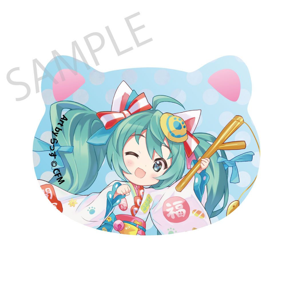 予約特別価格】初音ミク×招き猫×真夏の熊谷 猫型缶バッジ 初音ミク 白
