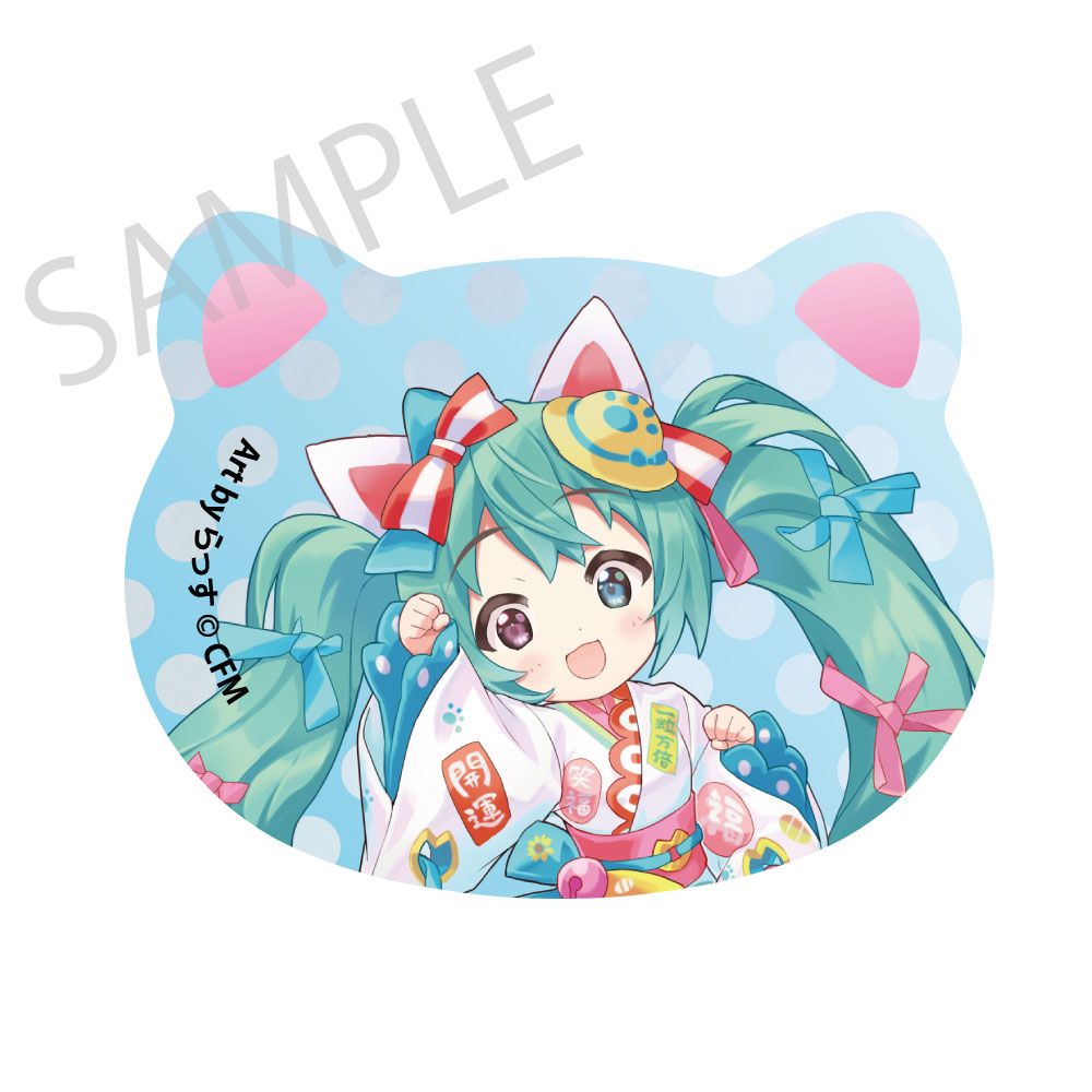 限定品★初音ミク★くまみね★仕事猫★コラボ★缶バッジ★フルセット★渋谷モディ 予約特別価格】初音ミク×招き猫×真夏の熊谷 猫型缶バッジ 初音ミク 白
