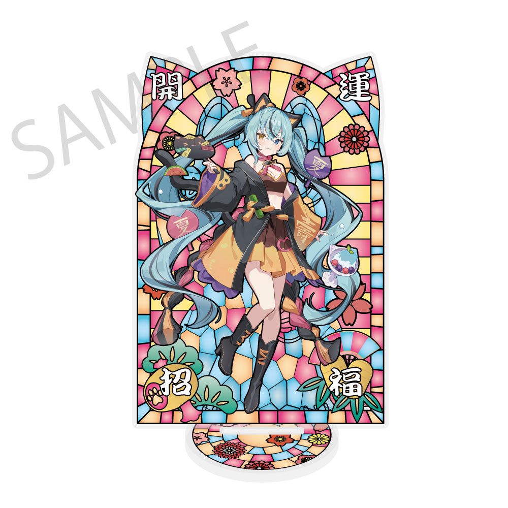 予約特別価格】初音ミク×招き猫×真夏の熊谷 ステンドグラス風素材加工