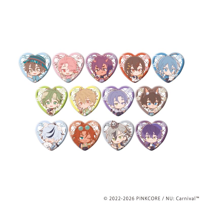NU カーニバル ハート型缶バッジ 02 ミニキャライラスト 13個入り1BOX