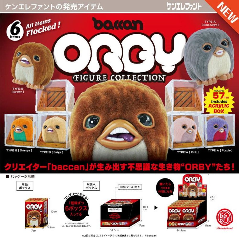 baccan ぬいぐるみ　フィギュア　インディーズソフビ 予約特別価格】ケンエレファント baccan ORBY フィギュアコレクション
