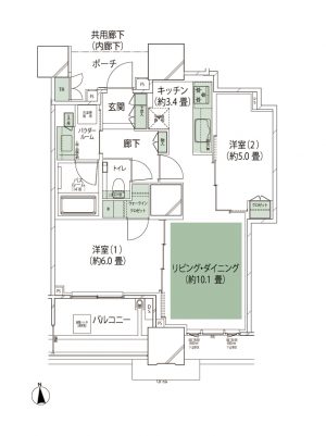DEUX TOURS(ドゥ・トゥール)の間取り図(E-55A1タイプ)