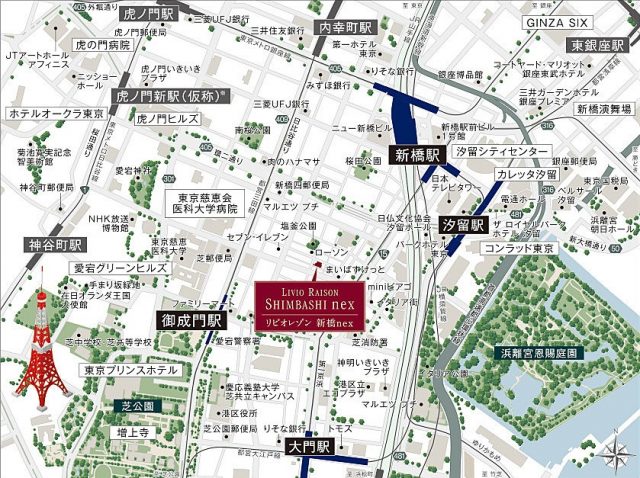 リビオレゾン新橋nexの周辺地図