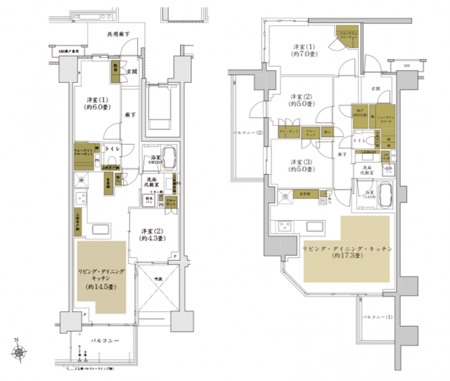 ⑥プラウド弦巻の間取図