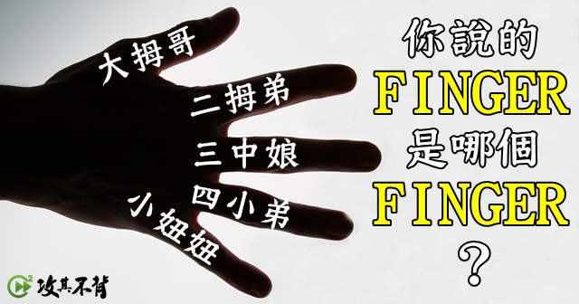 大拇哥小妞妞,你知道各個手指的英文名嗎?