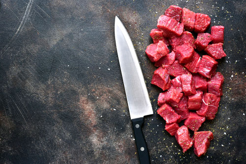 カットした牛肉