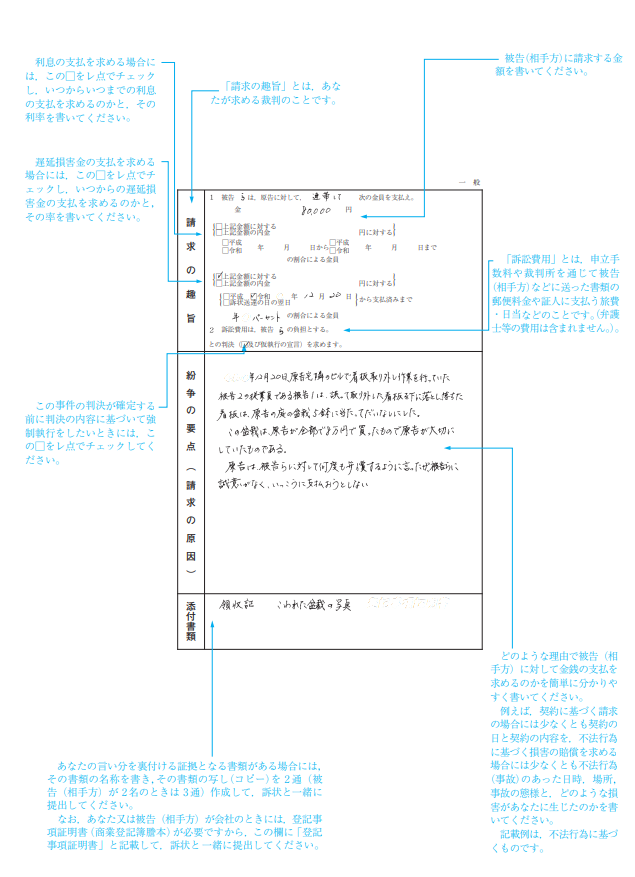 金銭支払（一般）請求｜裁判所