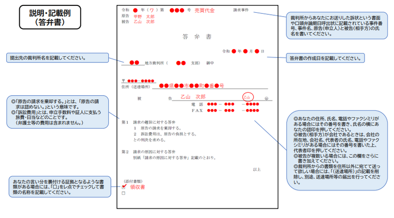 答弁書｜裁判所