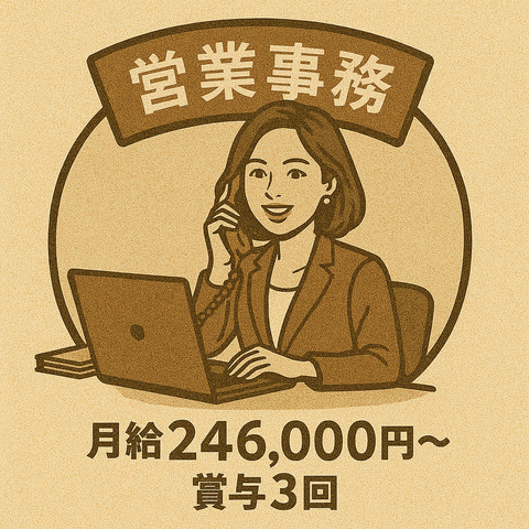 【未経験歓迎】営業事務◆残業ほぼなし◆賞与年2回・決算賞与（業績により）◆広島駅徒歩8分