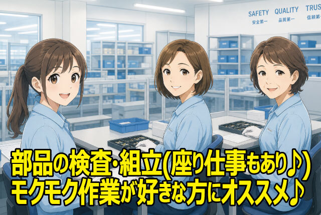 「長浜市」未経験歓迎のカンタン＆シンプル軽作業！空調完備の快適環境！座り仕事もあります！
