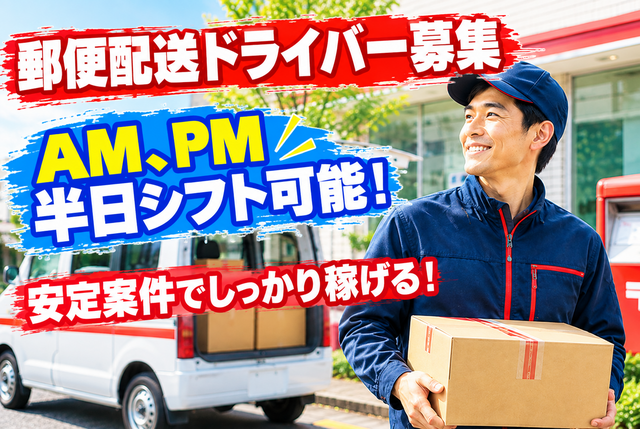 ゆうパックの配送ドライバー／AMのみ・PMのみ可！／荷量・シフト相談可能！／中野区周辺　5001委託