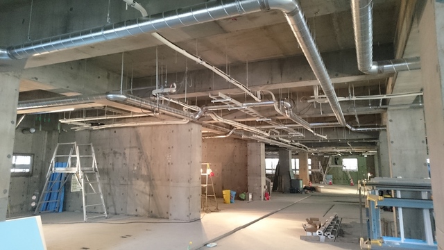 施設内の配管技能スタッフ