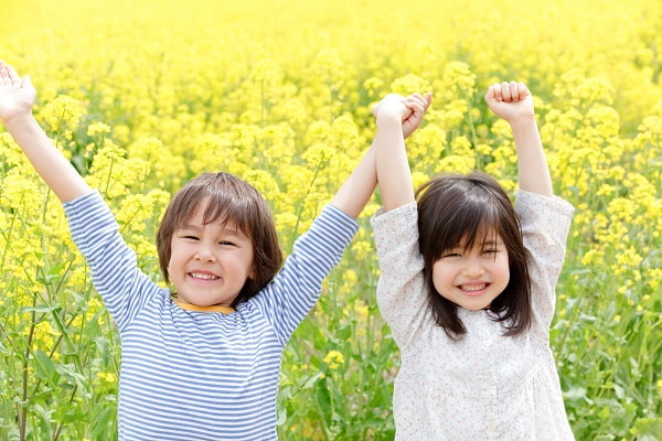 菜の花と子ども