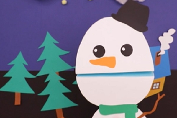 【動画】パクパクかわいい冬の製作。雪だるまパペットをつくろう
