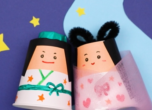 【動画】織姫と彦星の紙コップ人形