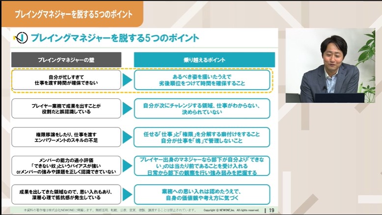 管理職としての業務割合を増やす