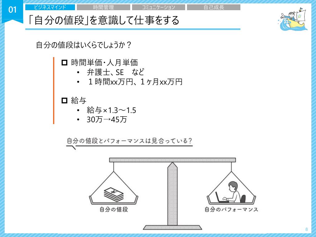 自分の値段を意識して仕事をする