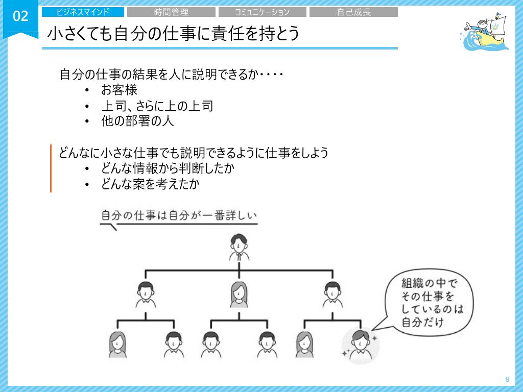 小さくても自分の仕事に責任を持つ