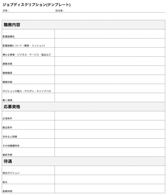 ジョブディスクリプションのテンプレート>
<h3>ジョブディスクリプションの記載例</h3>
<p>上記のテンプレートを用いたジョブディスクリプションの記載例を紹介します。</p>
<h4>職務内容の記載例</h4>
<img data-cke-saved-src=