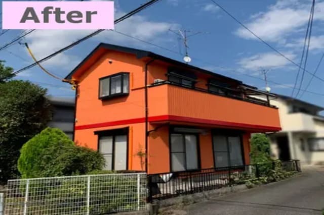 株式会社エディオン 施工事例/新たに外壁塗装された戸建て(オレンジ)